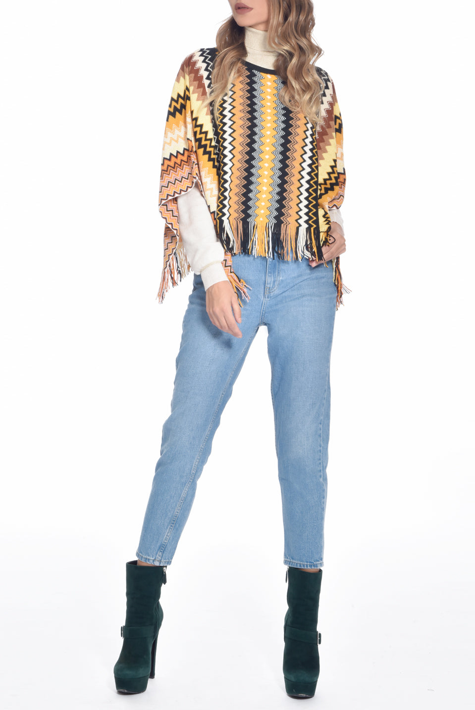 Knitted Poncho Orange/Black, MISSONI - elilhaam.com