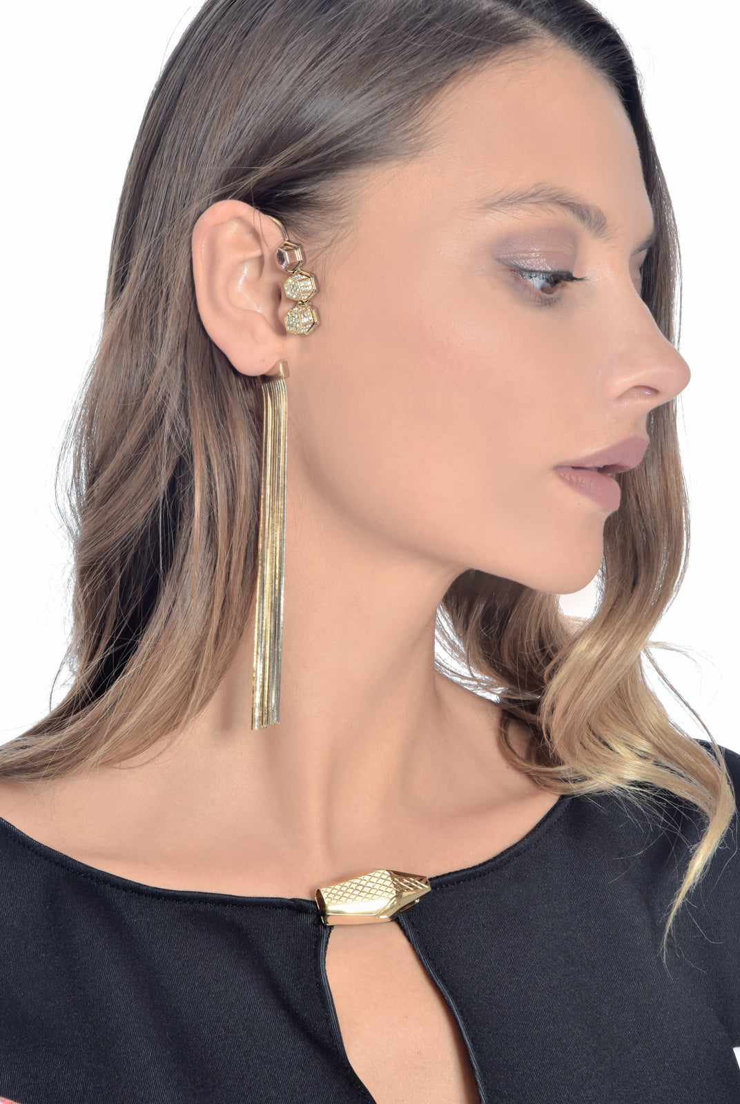 Fringe Ear cuff with Stud, GIULIANA MANCINELLI BONAFACCIA - elilhaam.com