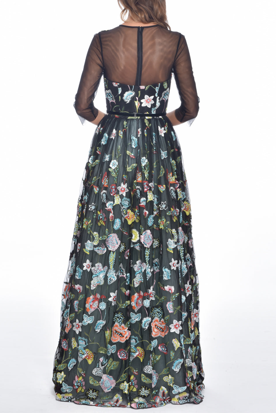 Black Floral Tulle Gown, DORIAN HO - elilhaam.com