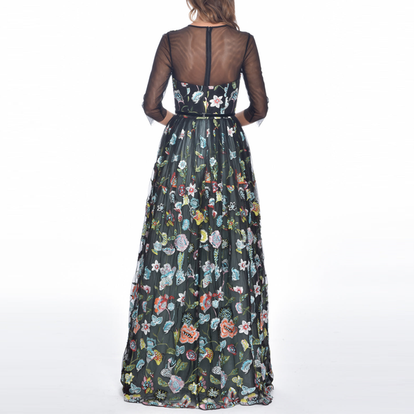 Black Floral Tulle Gown, DORIAN HO - elilhaam.com