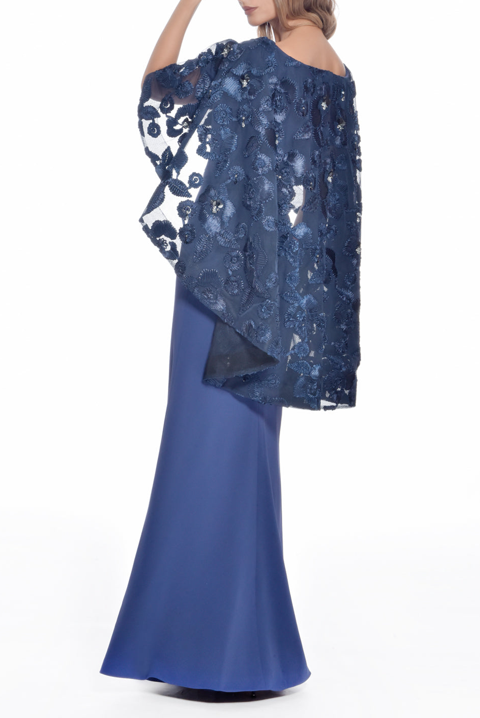 Floral Embroidered Cape Gown, DORIAN HO - elilhaam.com