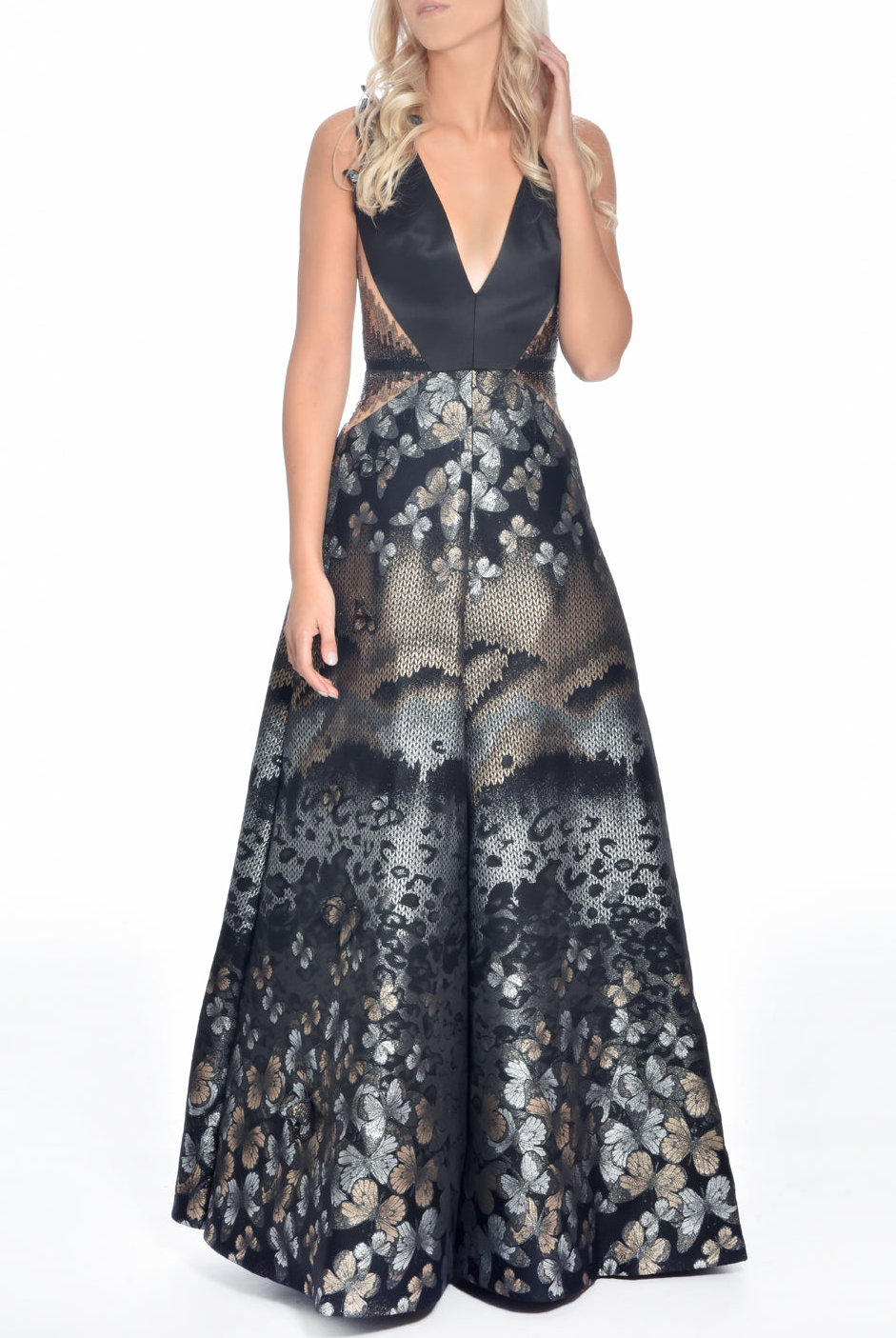 Bronze Butterfly Brocade Gown, DORIAN HO - elilhaam.com