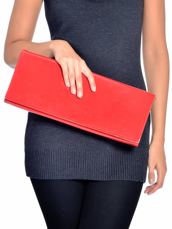 Red Patent Leather Clutch, GUY LAROCHE - elilhaam.com