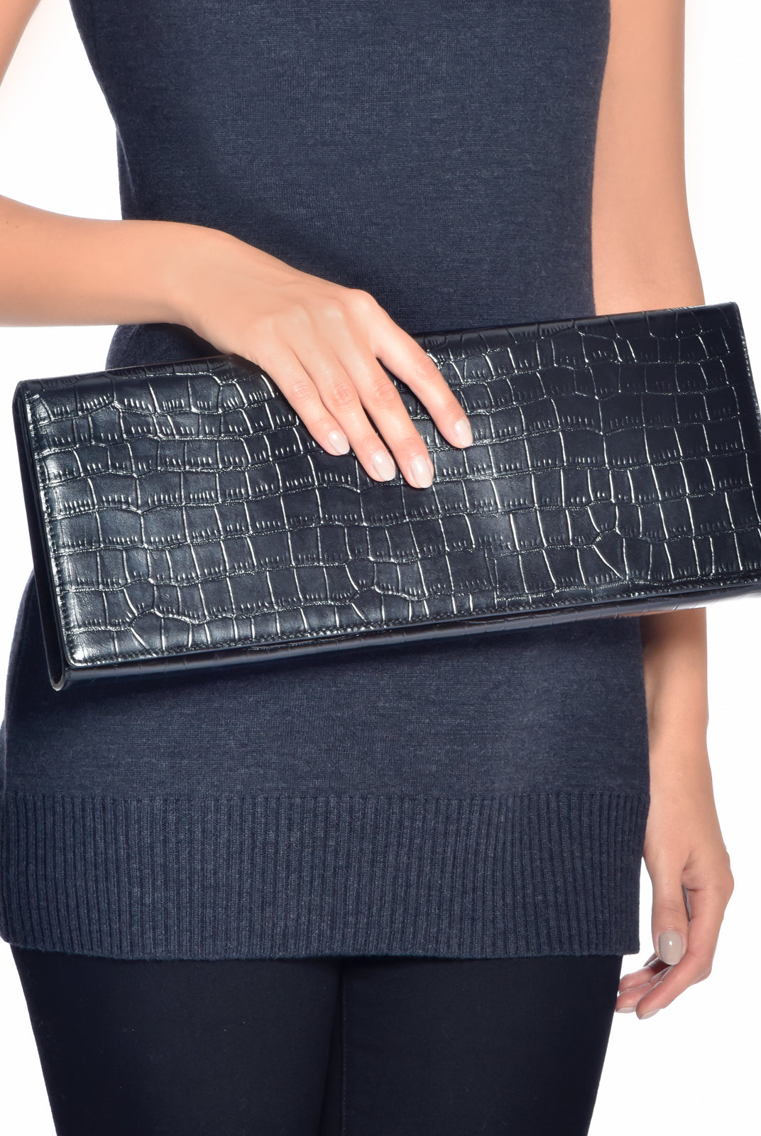 Black Patent Leather Clutch, GUY LAROCHE - elilhaam.com