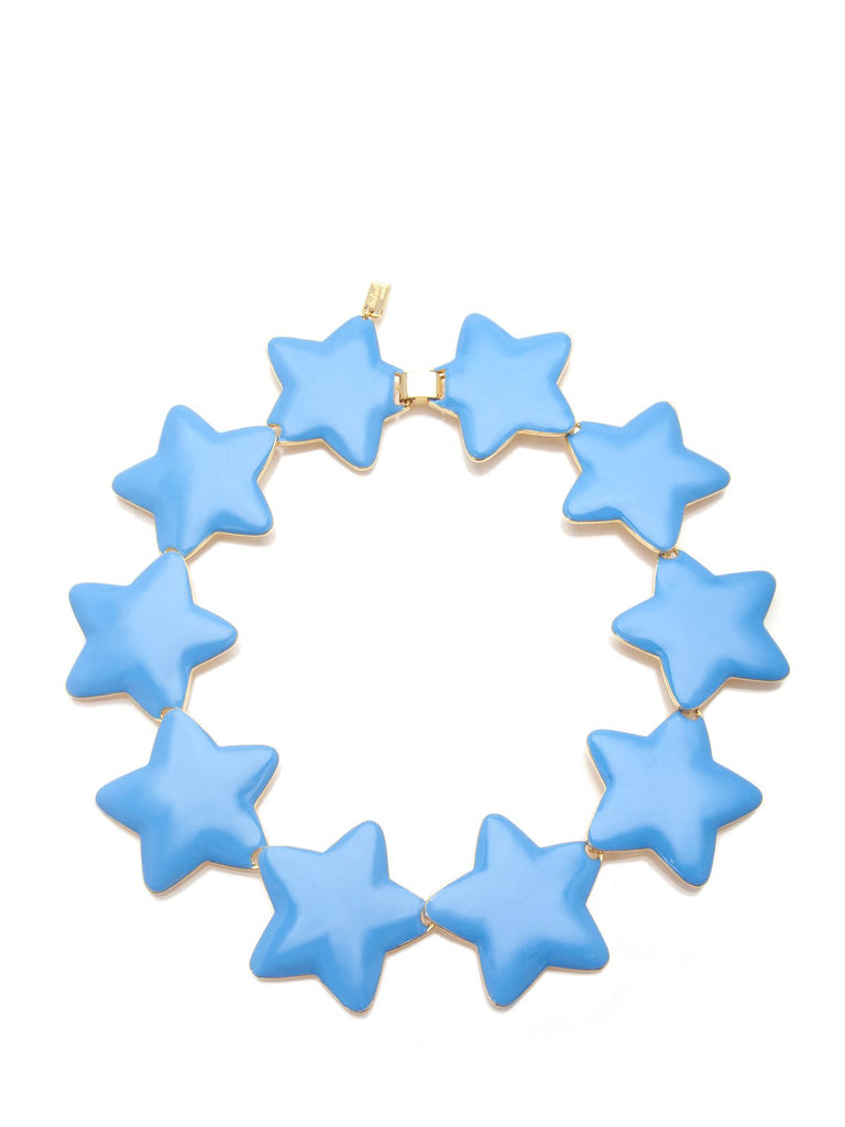 Blue Enamel Interlocking Star Necklace, TULESTE - elilhaam.com