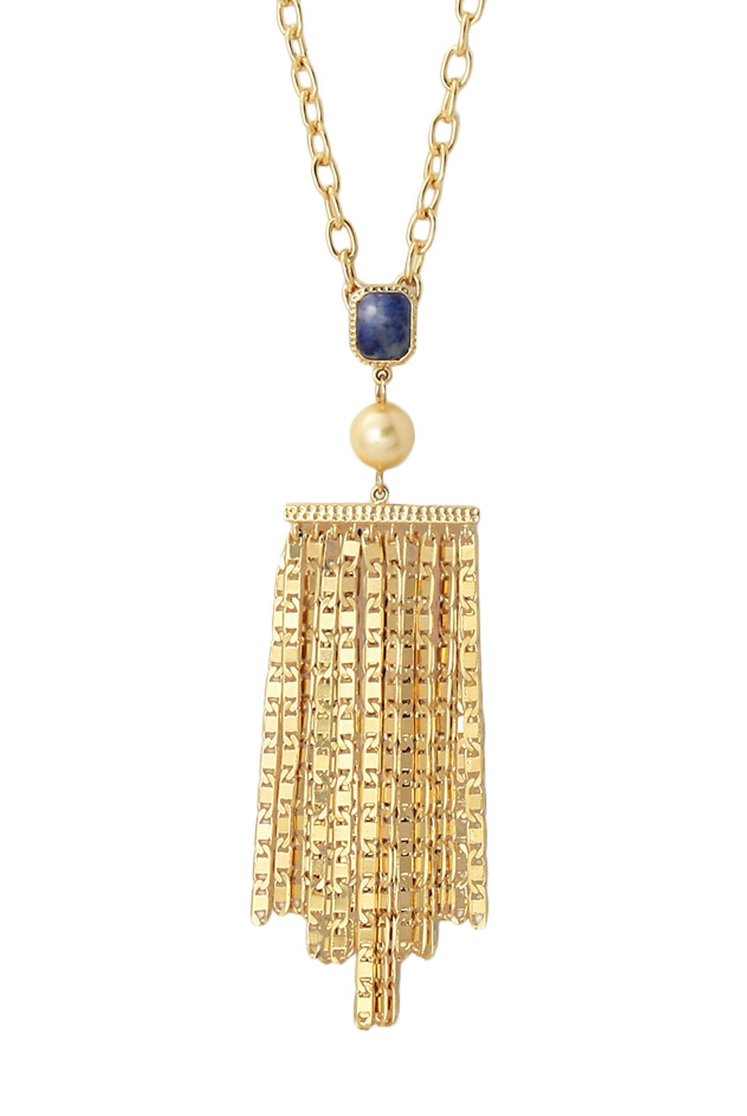 Blue Lapis Goddess Fringe Pendant, ISHARYA - elilhaam.com