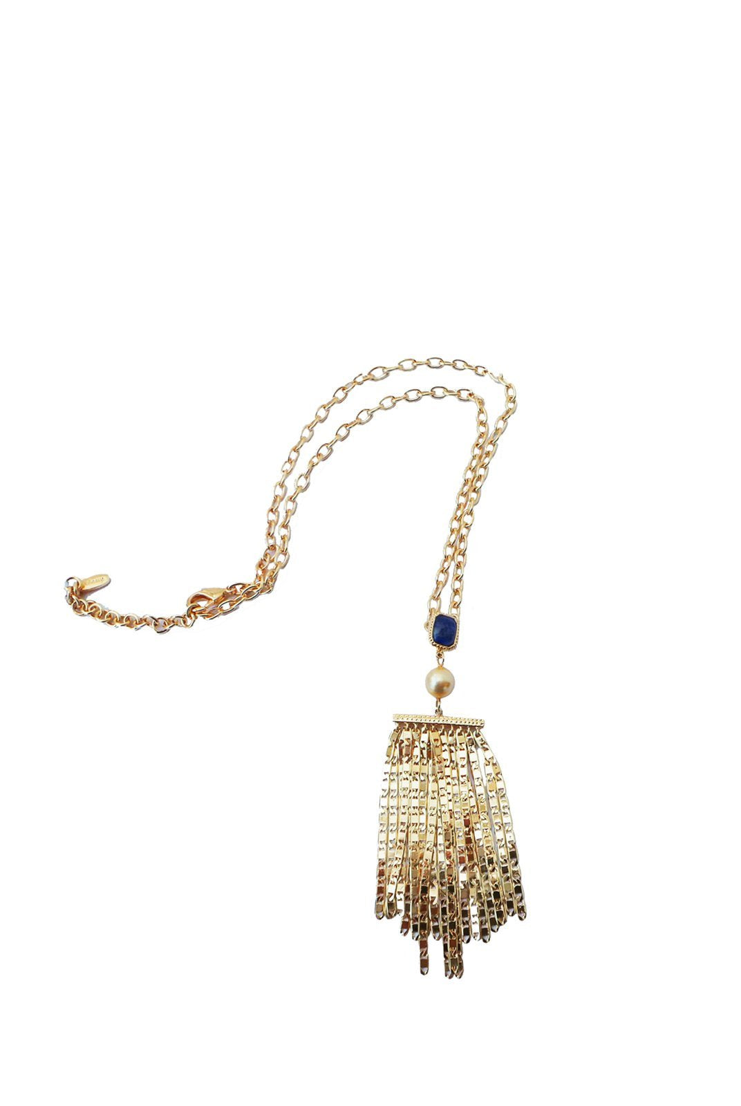 Blue Lapis Goddess Fringe Pendant, ISHARYA - elilhaam.com