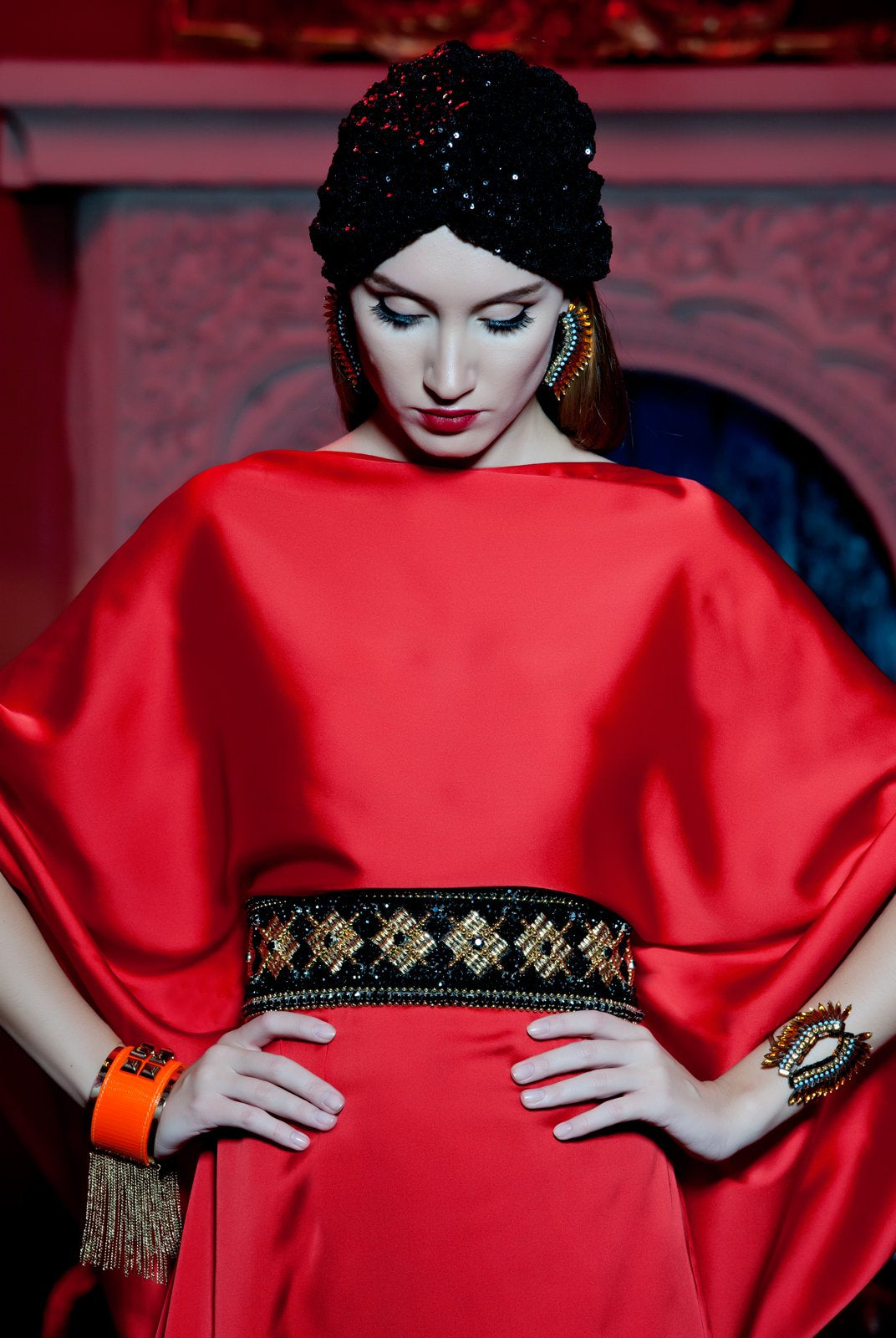 Accessories,Designers - Blue Stone Feather Cuff