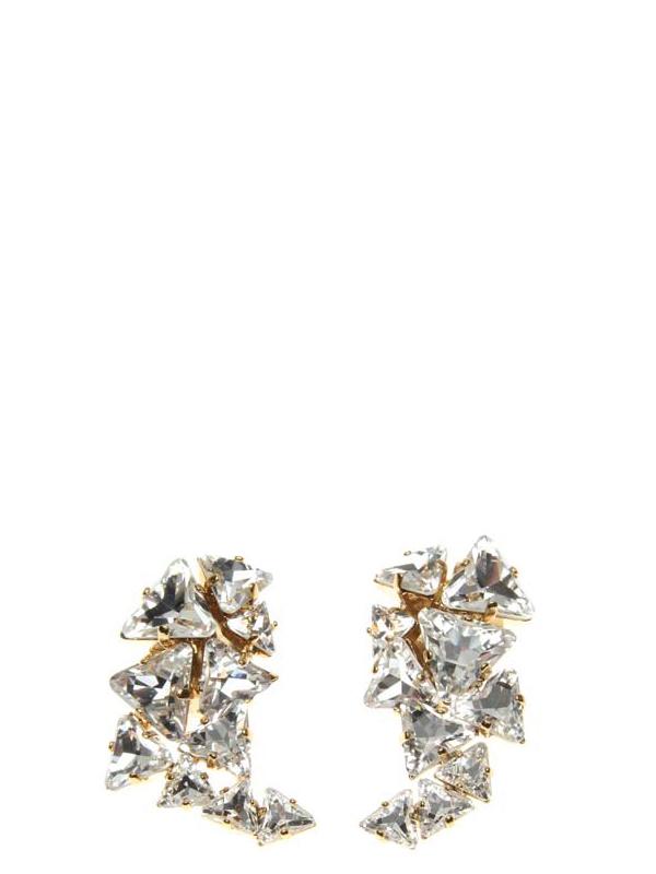 Accessories,Designers - Earclips L With Druse Crystals