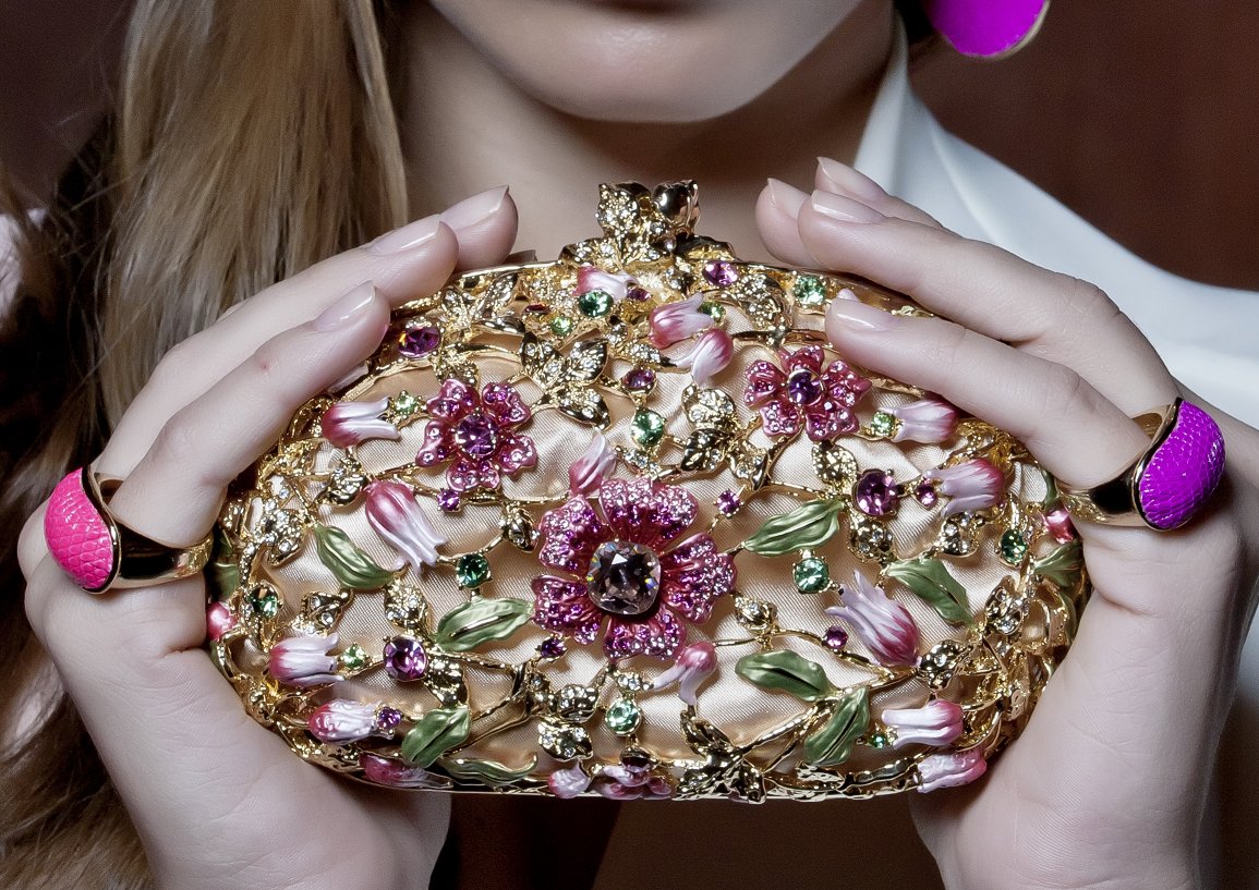 Accessories,Designers - Exotic Dome Ring In Electric Pink Lizard
