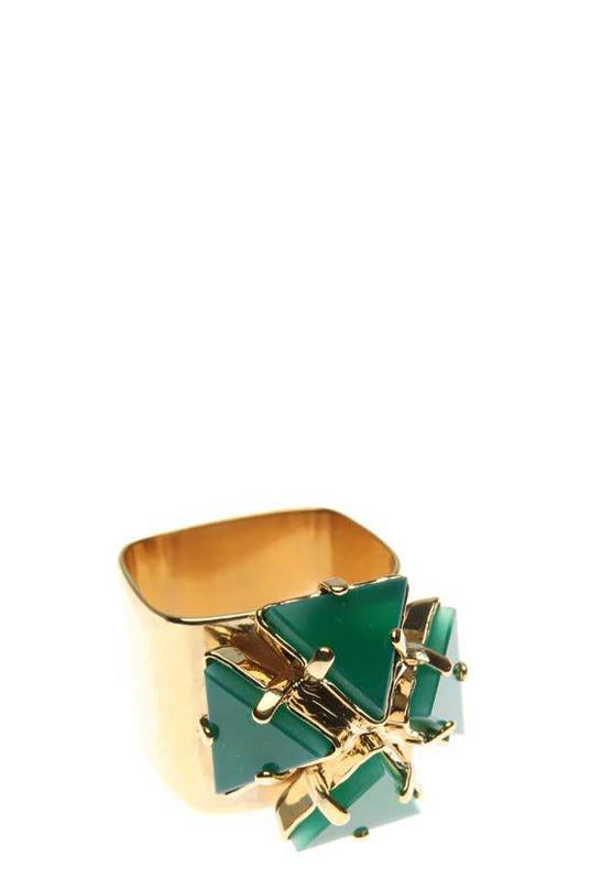 Accessories,Designers - Ring With Agate Gold