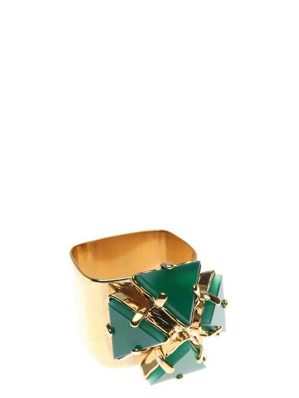 Accessories,Designers - Ring With  Agate Gold