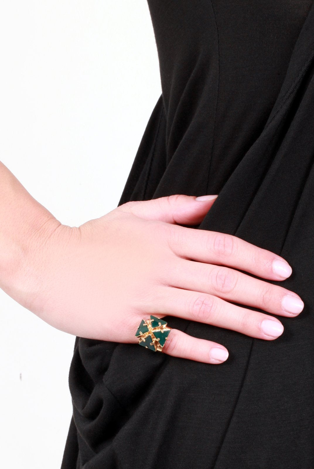 Accessories,Designers - Ring With Agate Gold