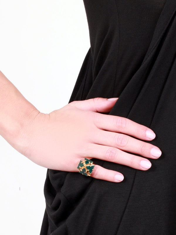 Accessories,Designers - Ring With  Agate Gold