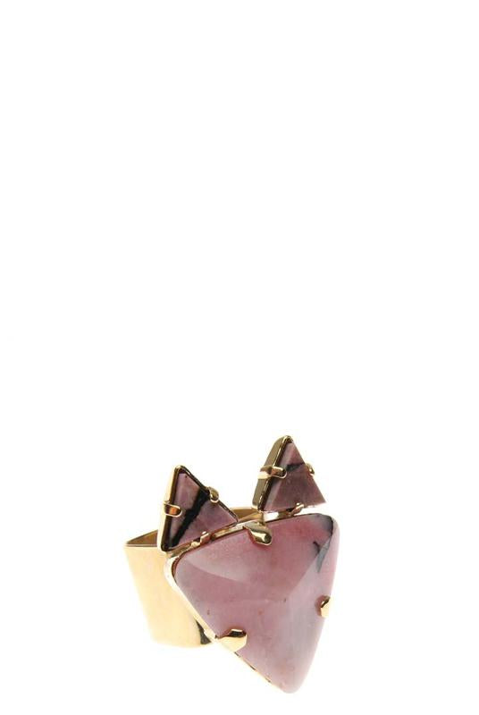 Accessories,Designers - Ring With Fox Rhodonite Gold