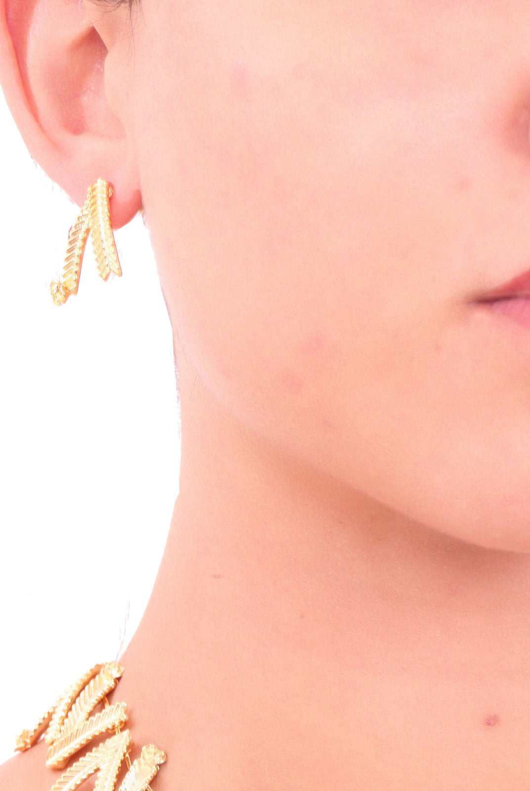 Accessories,Designers - Rosegold Wheat Flower Stud