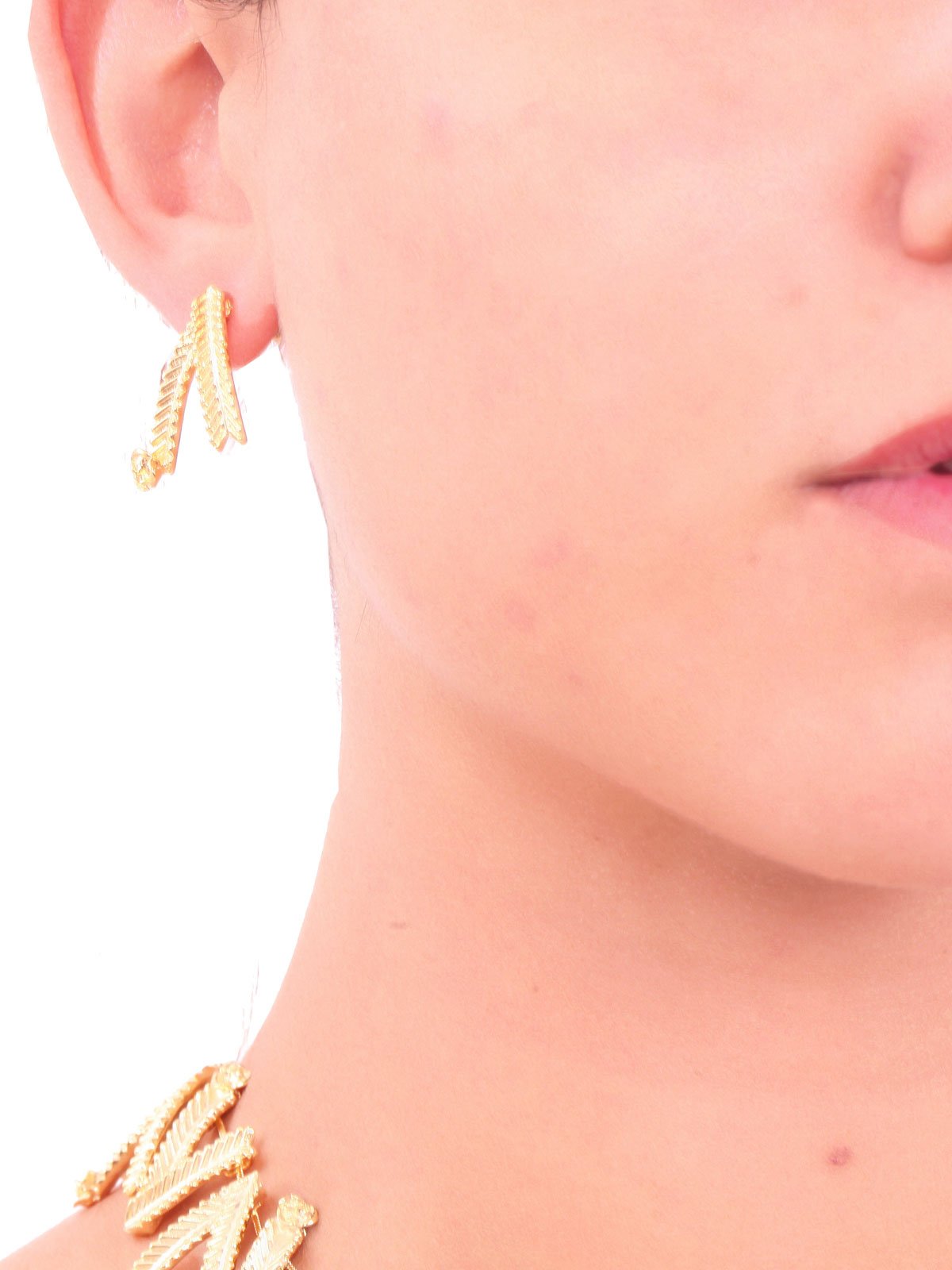 Accessories,Designers - Rosegold Wheat Flower Stud