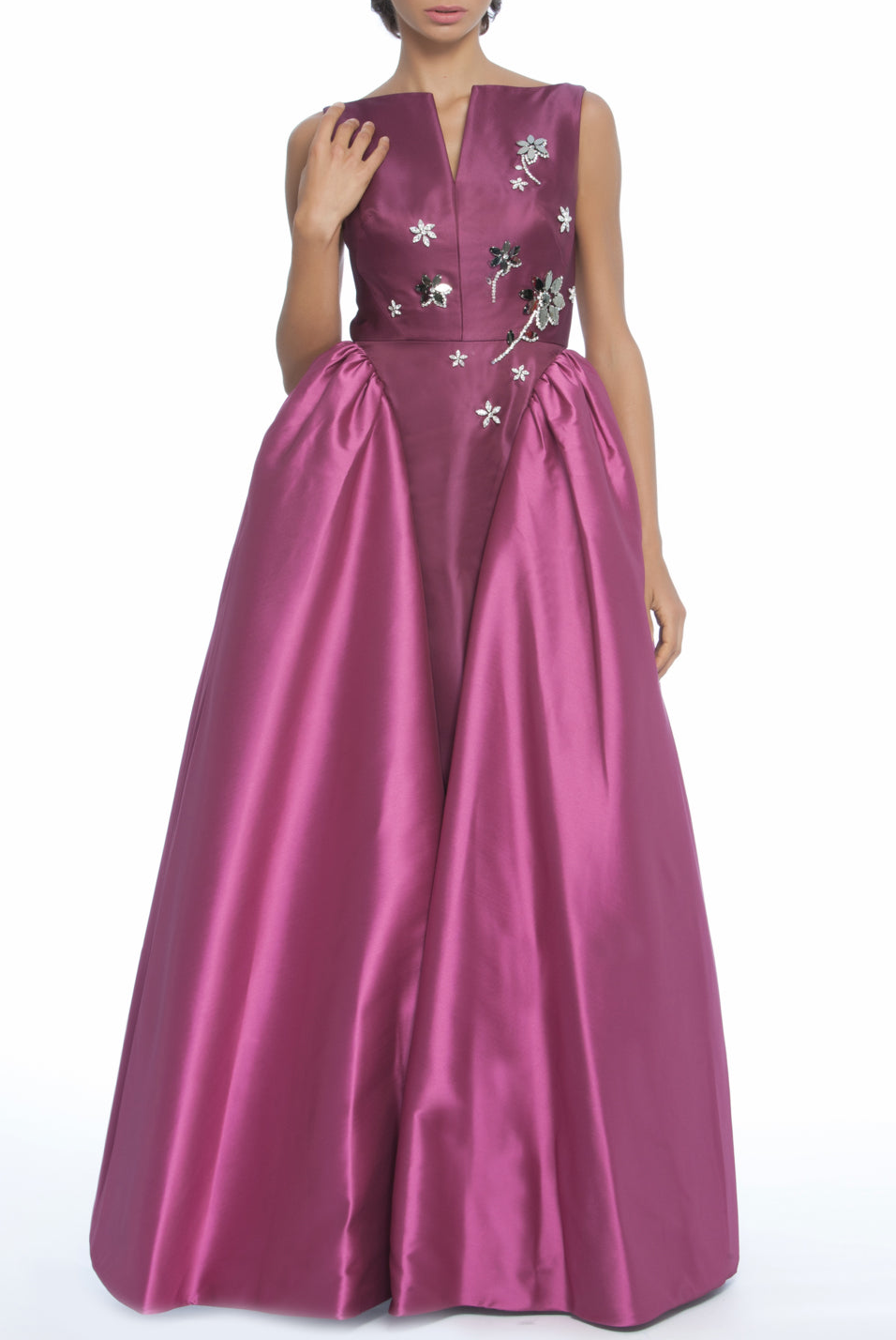 Magenta Sleeveless Taffeta Gown, DORIAN HO - elilhaam.com