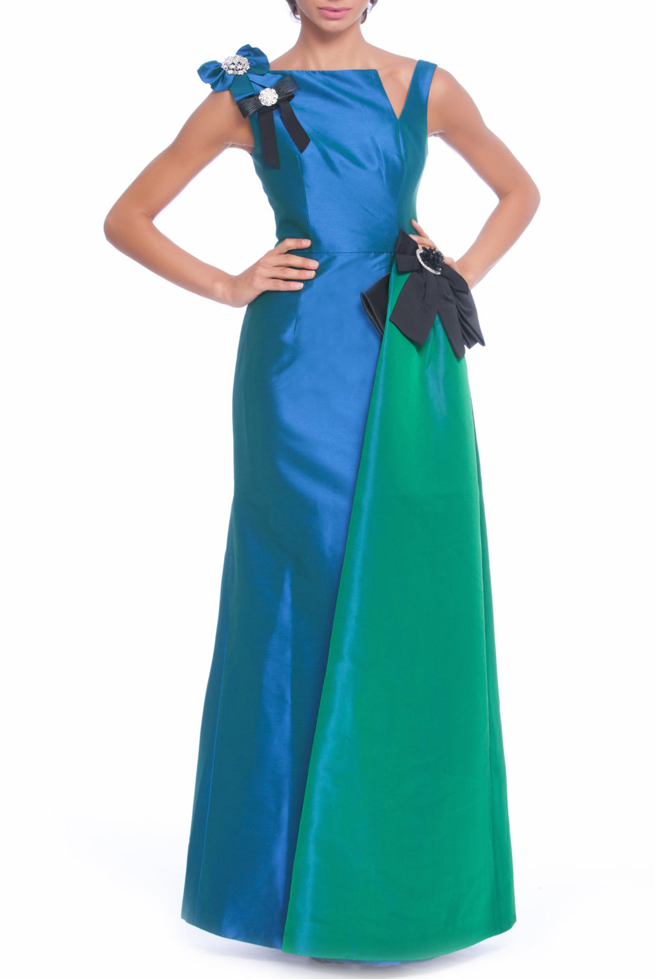 Empire Jade Taffeta Gown, DORIAN HO - elilhaam.com