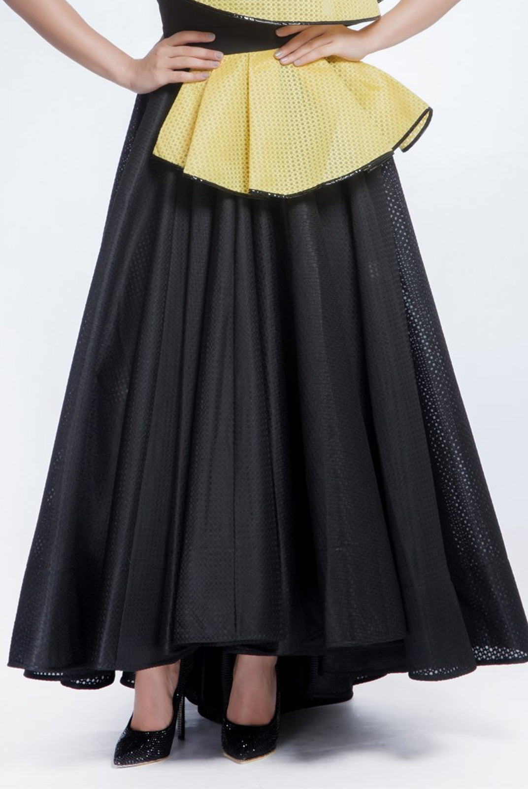 Black Pleated Long Skirt, AVARO FIGLIO - elilhaam.com