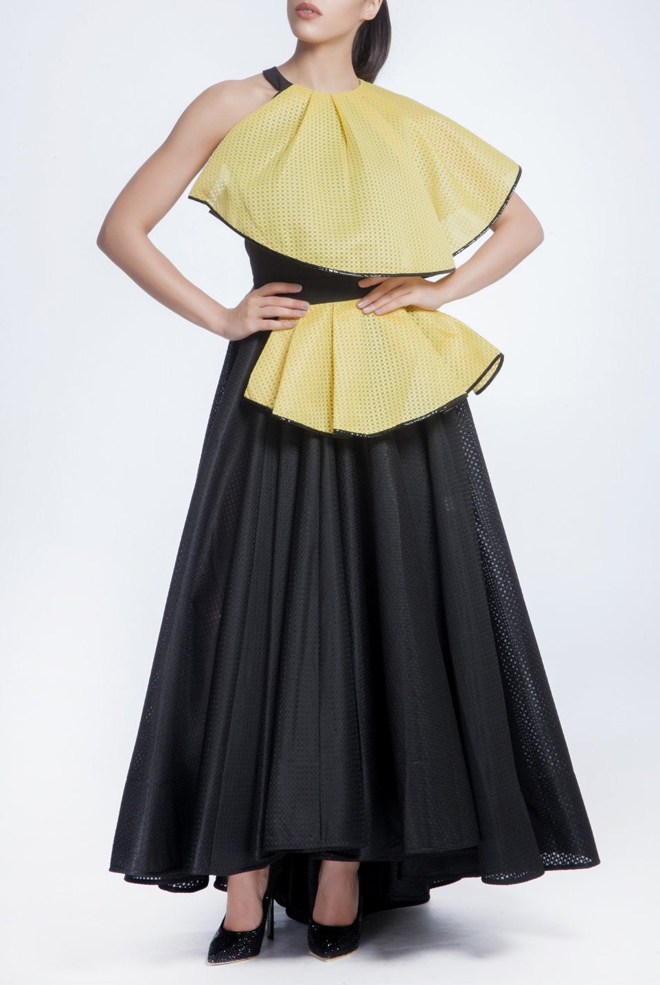 Black Pleated Long Skirt, AVARO FIGLIO - elilhaam.com