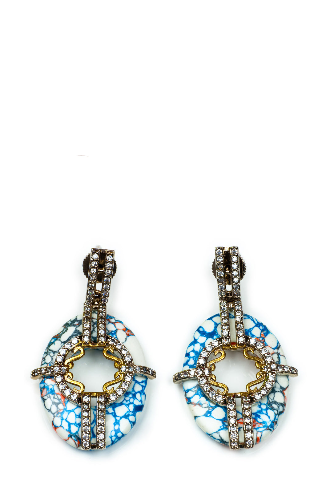 Multi Color Stone Earring with Blue base, KOUKLA - elilhaam.com