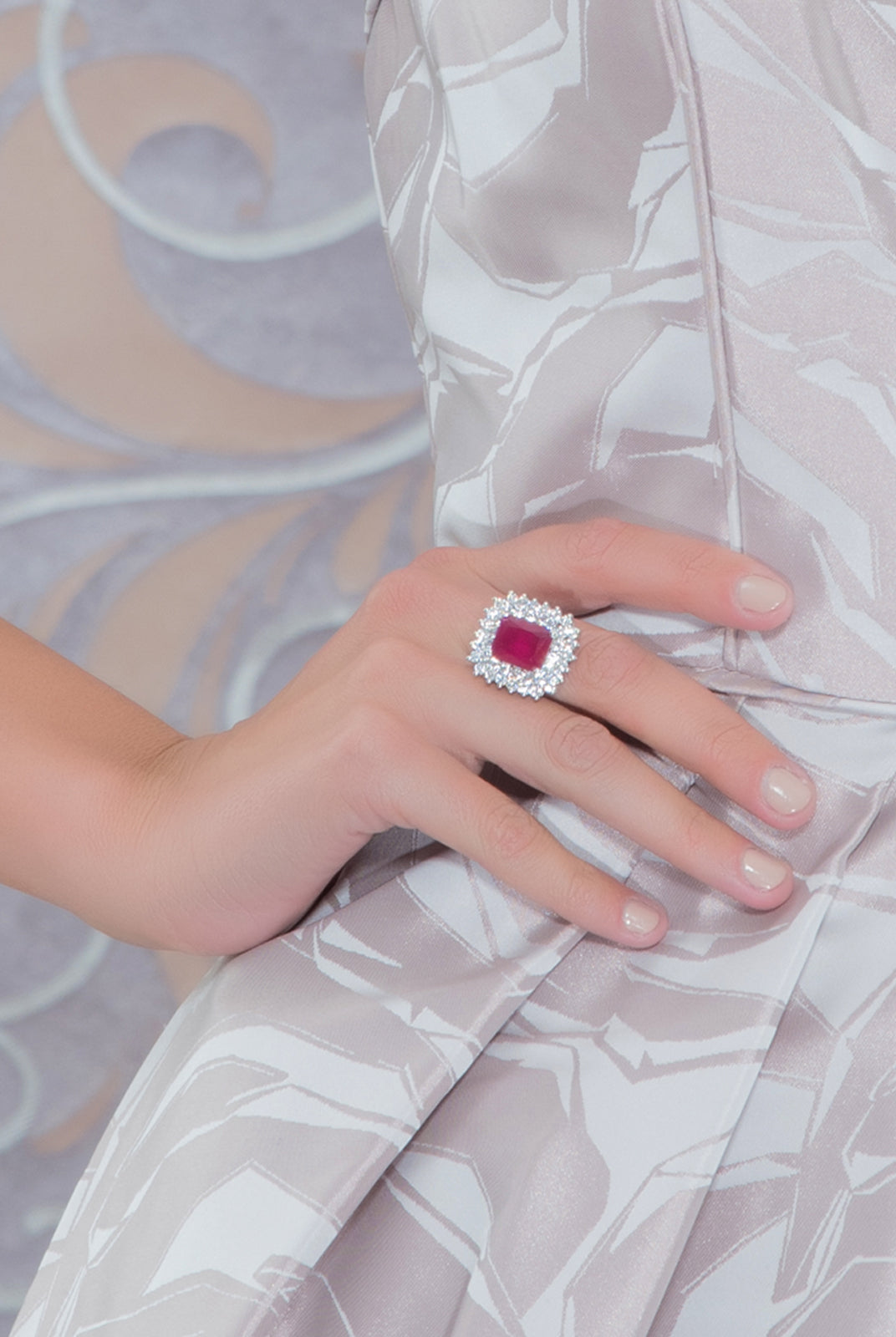 Red Center Stone Cut Ring, TANZILA RAB - elilhaam.com