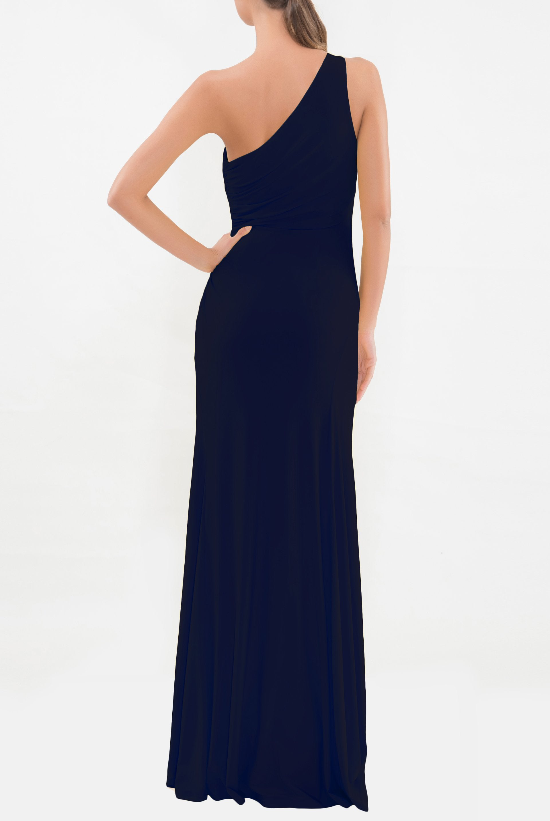 Clothes,Designers - One Shoulder Navy Gown