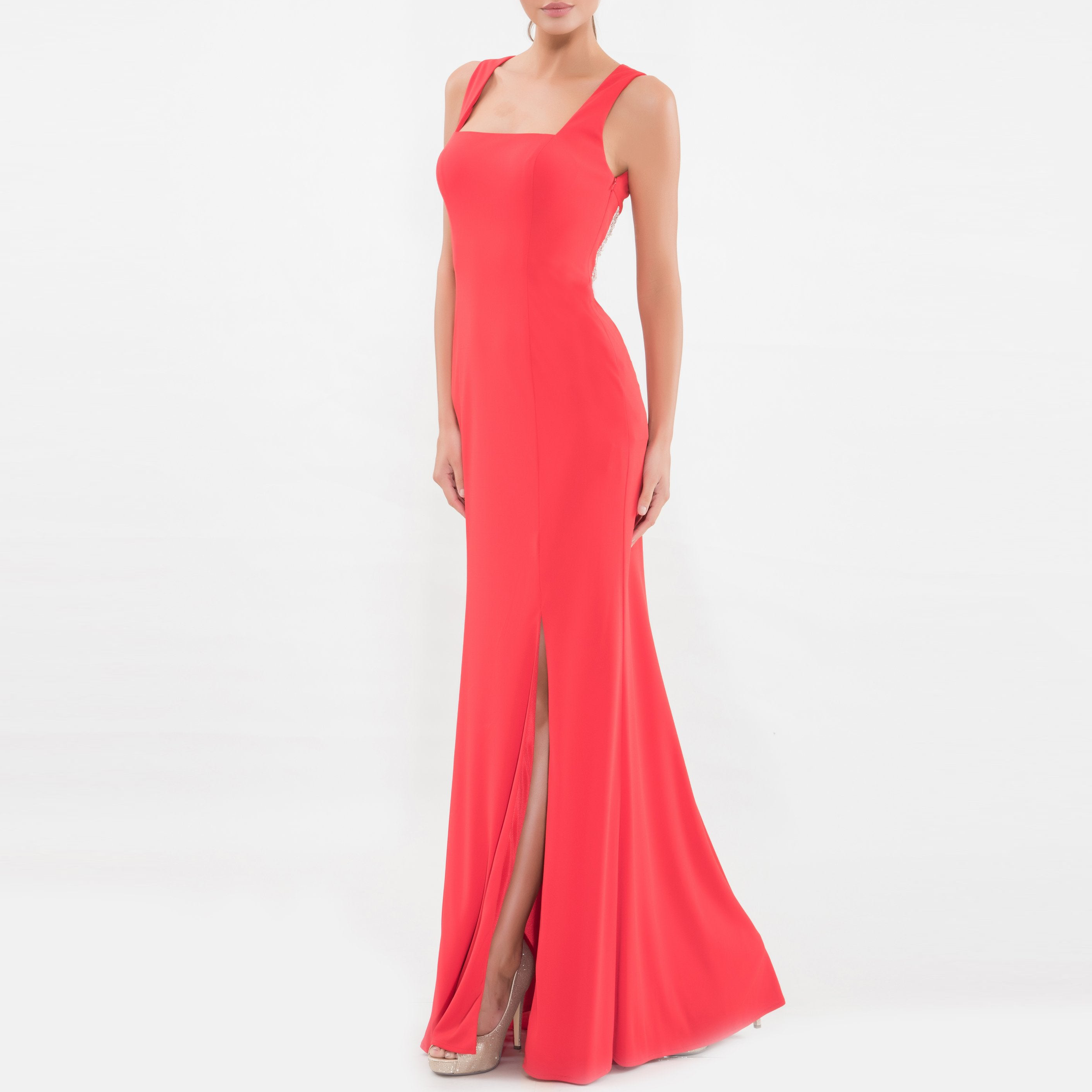 Clothes,Designers - Red Bow Back Gown