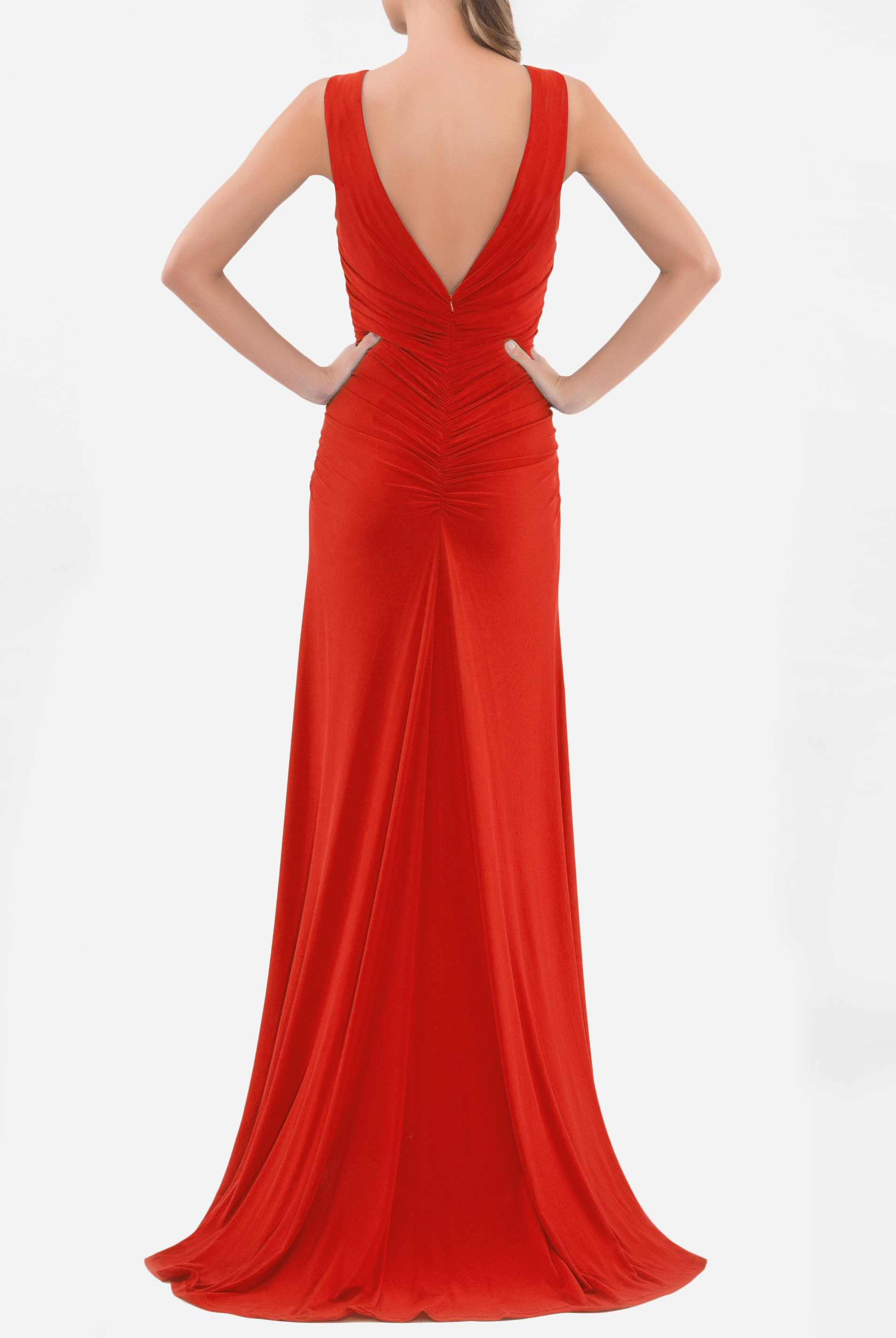 Clothes,Designers,Red Palette - Red Twist Front Sleeveless Gown