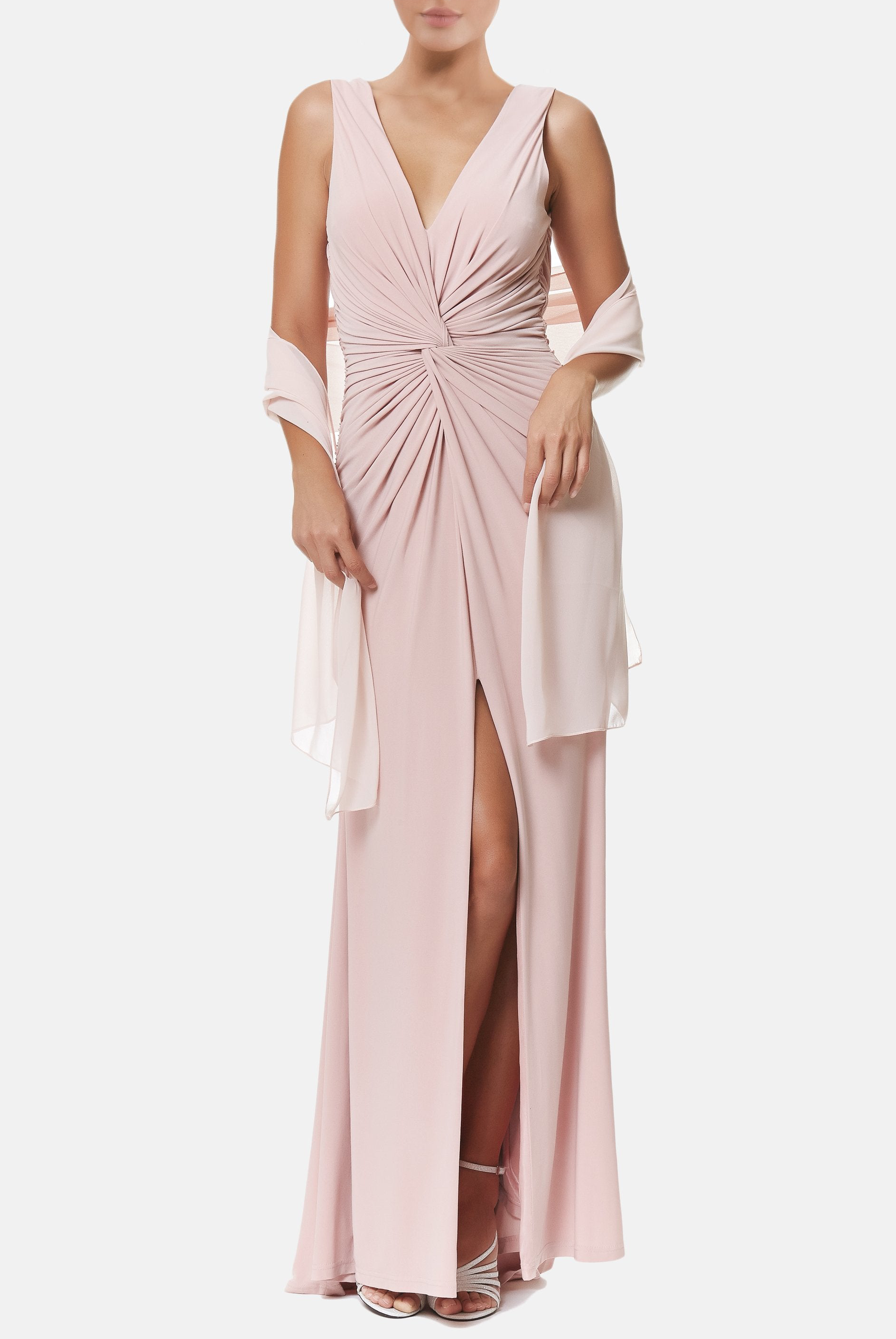 Clothes,Designers - V-Neck Pastel Sleek Gown
