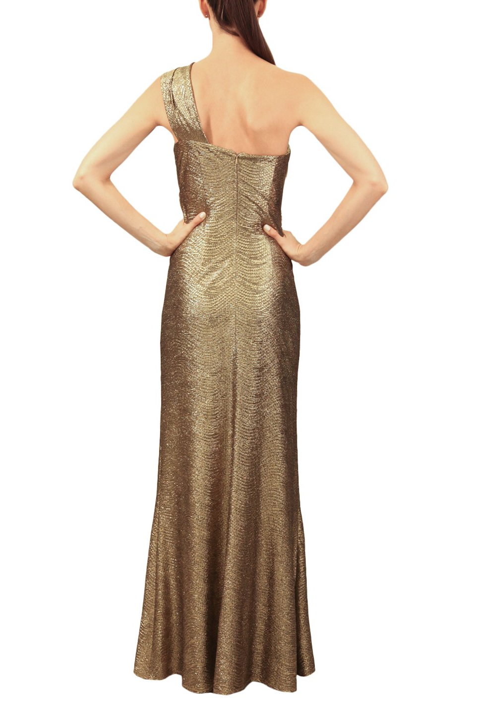 DLC Event - One-Shoulder Metallic Knit Gown