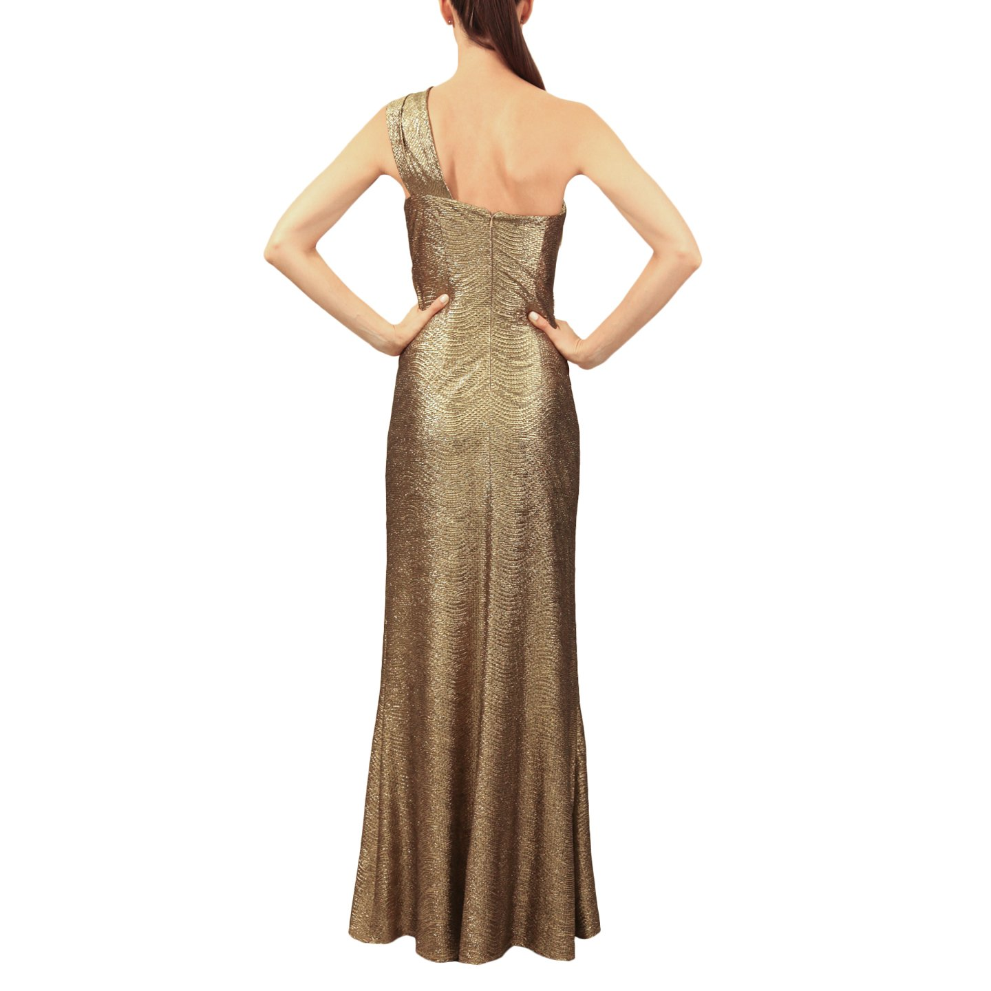 DLC Event - One-Shoulder Metallic Knit Gown