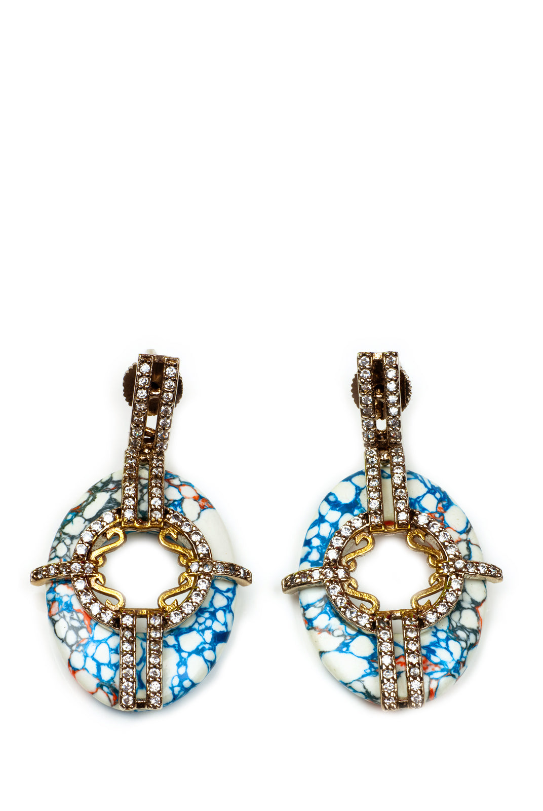 Multi Color Stone Earring with Blue base, KOUKLA - elilhaam.com