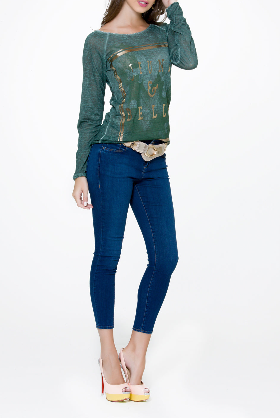 Navy Long Sleeves Top, CJF - elilhaam.com