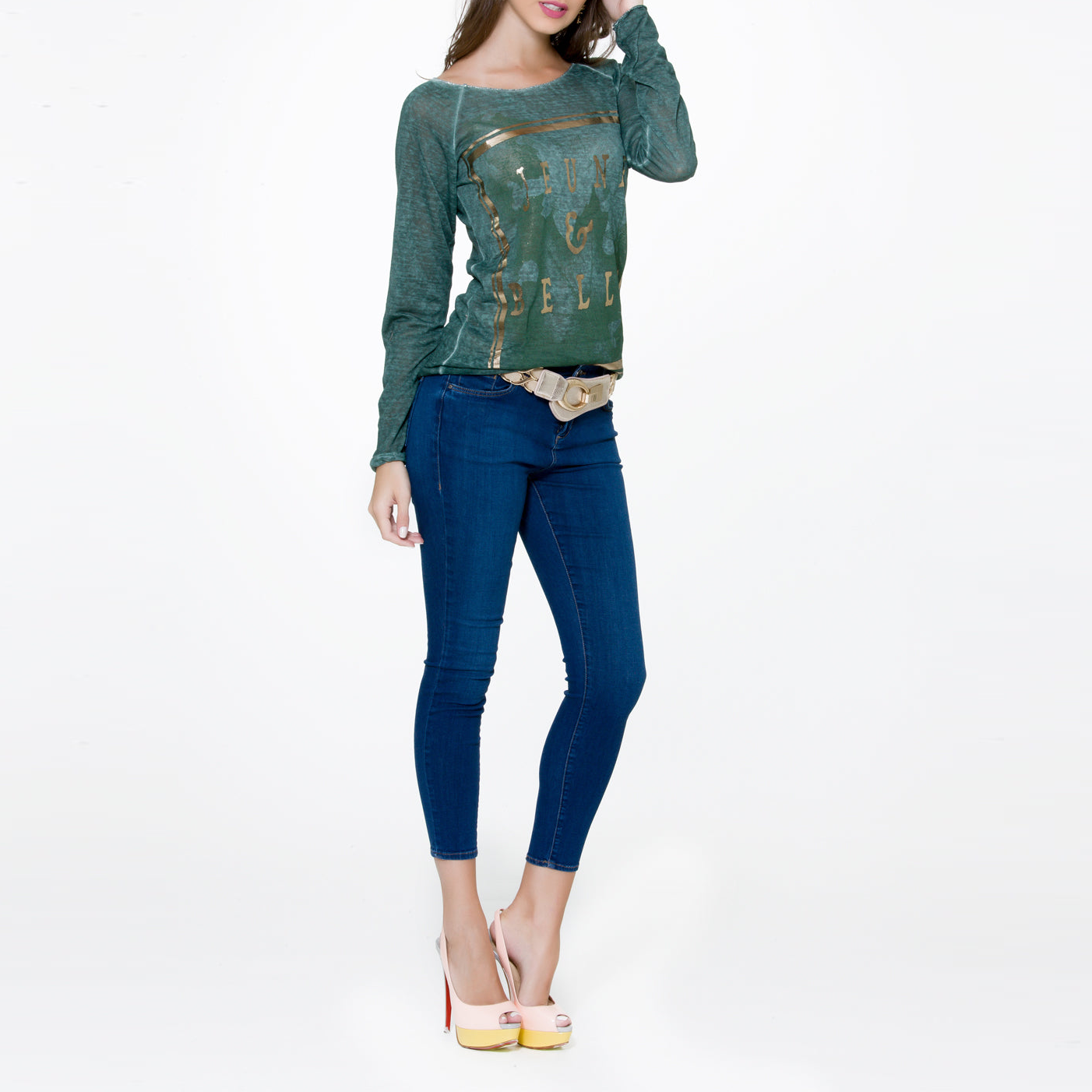 Navy Long Sleeves Top, CJF - elilhaam.com