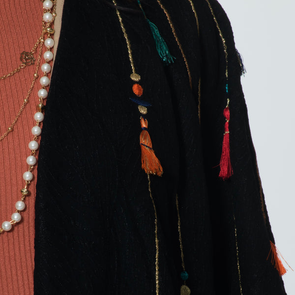 Tassels And Feather Embellishment Abaya