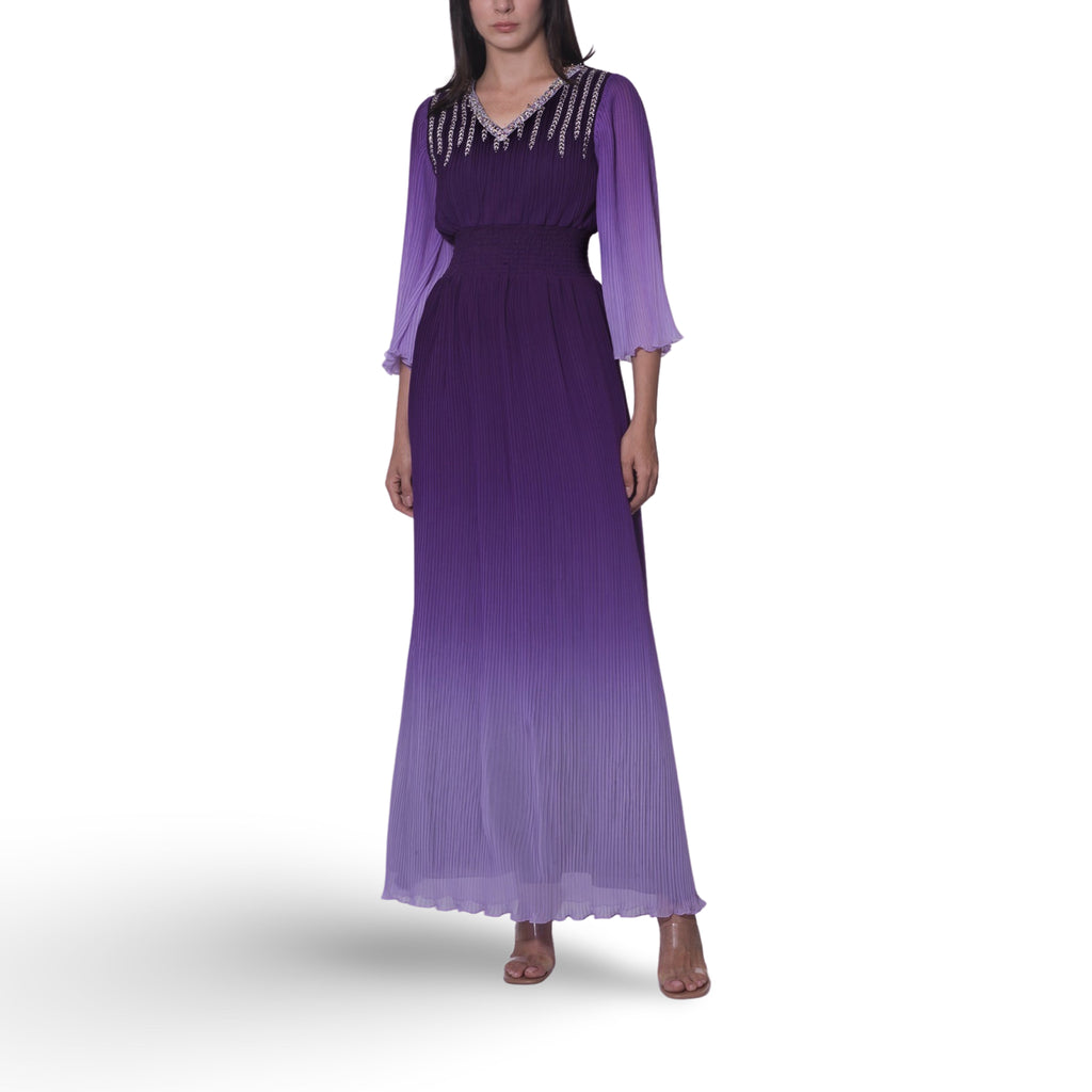 Ombre Purple Beaded Long Dress