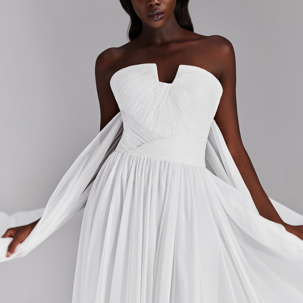 Pure White Chiffon Dress by Tony Ward Elilhaam