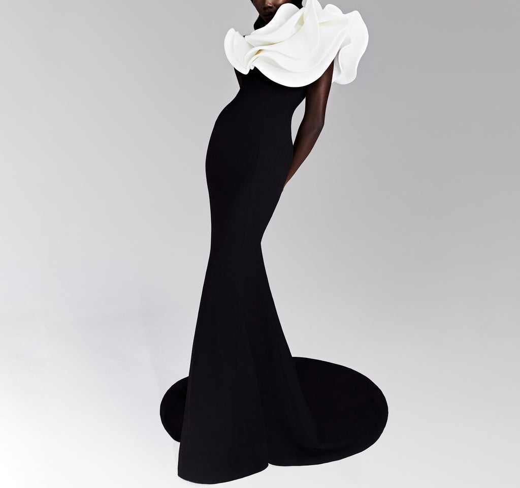 Black Crepe Mermaid Sleek Dress