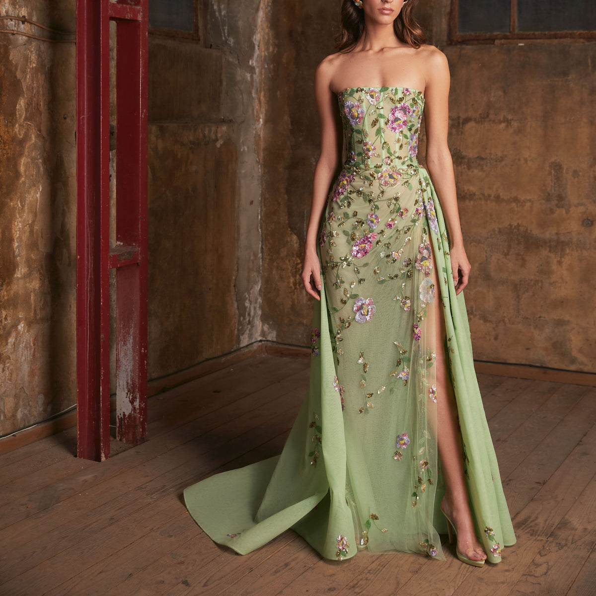 See Through Embroidered Tulle Dress by Tony Ward