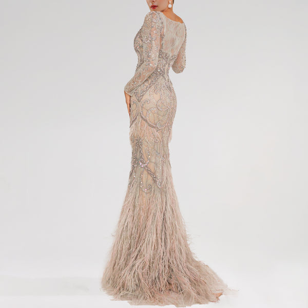 Long Sleeves Trumpet Evening Dress