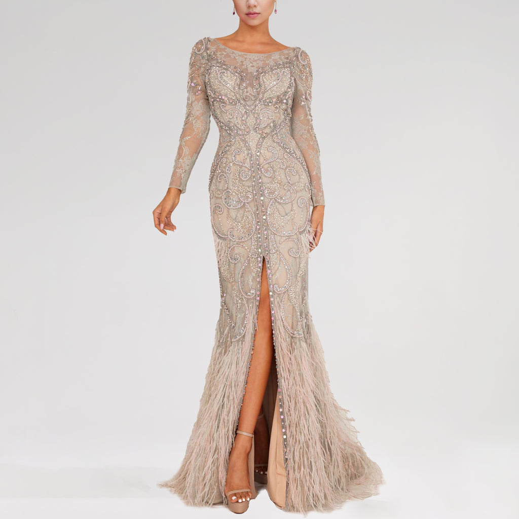 Long Sleeves Trumpet Evening Dress
