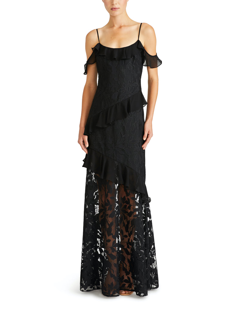 Embroidered Tulle Long Dress