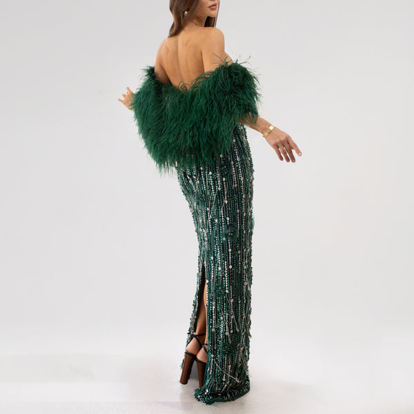 Off Shoulder Tulle Evening Dress