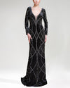 Black Geometric Printed Long Dress