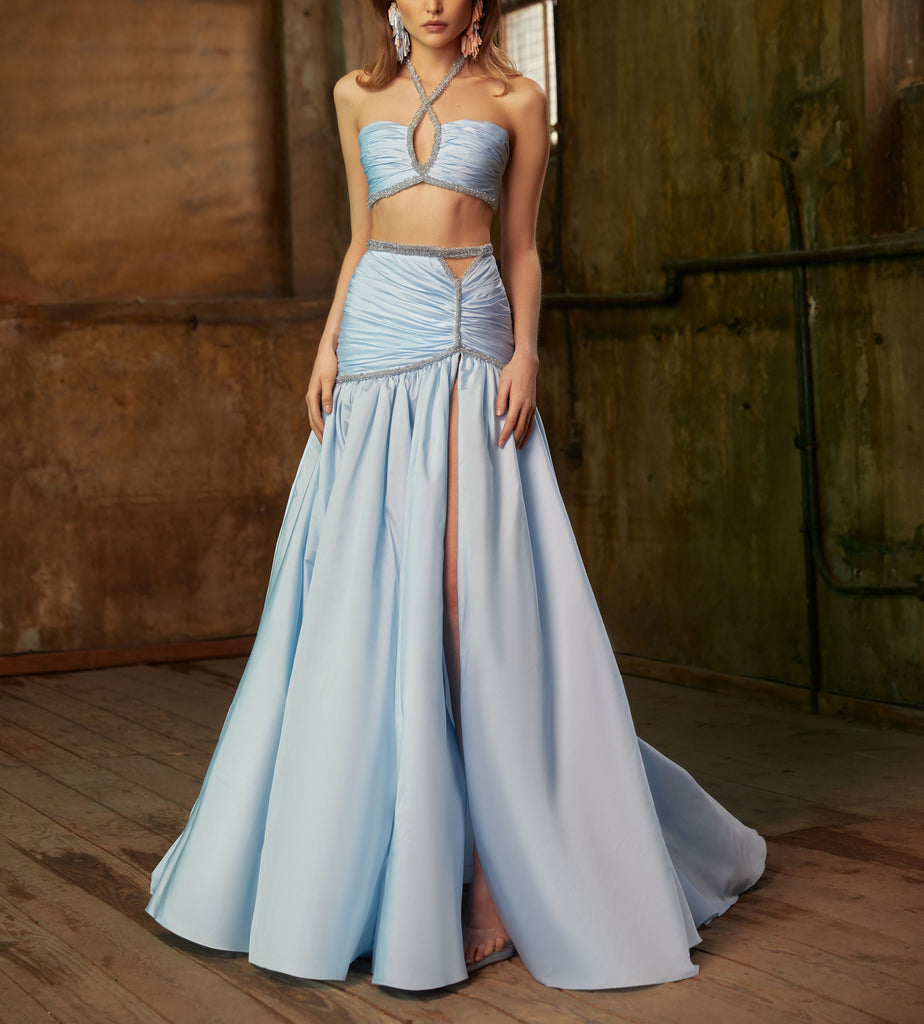 Matchinh Tafeta Bralette & Skirt with A Touch of Embroidered