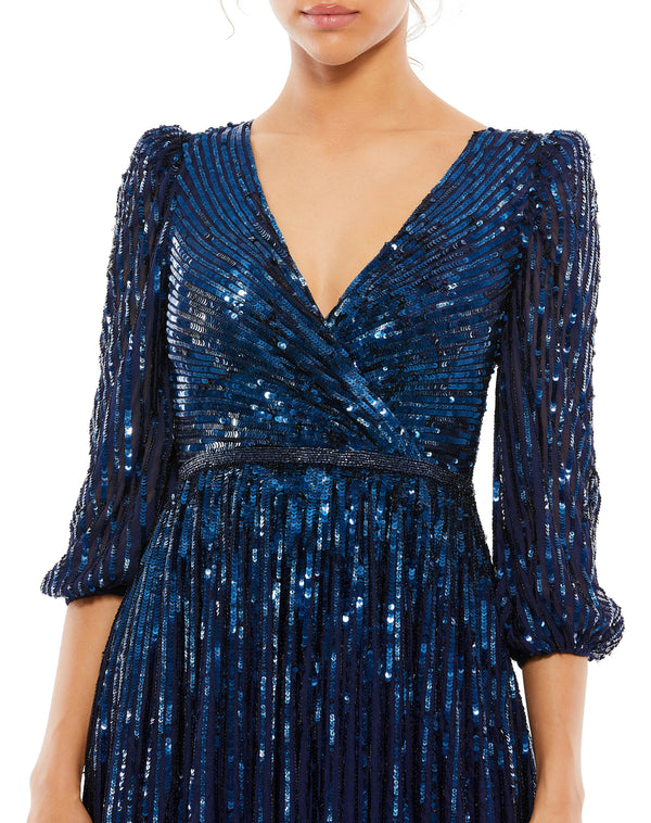 Mac Duggal Fabulouss - 5025F Sequined Three-Fourth Sleeves Long Gown main image 0