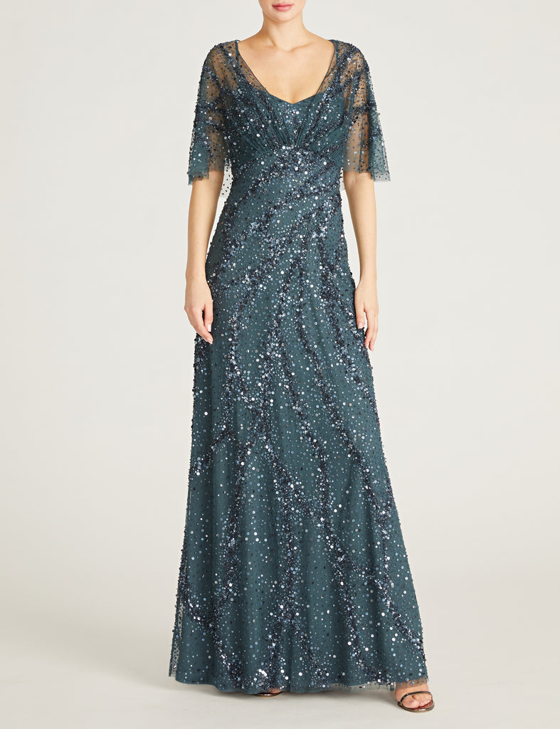 Lavinia Beaded Capelet Gown