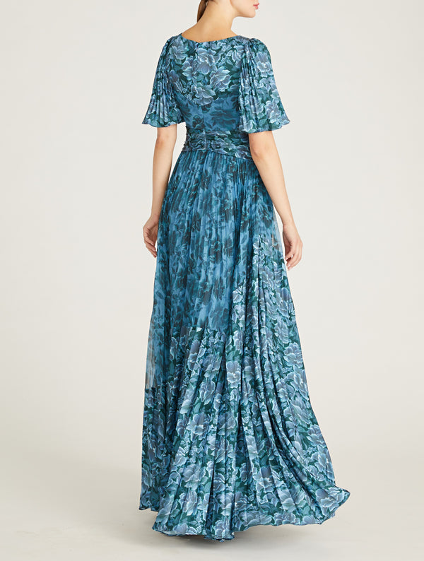 Mabella Pleated A Line Gown